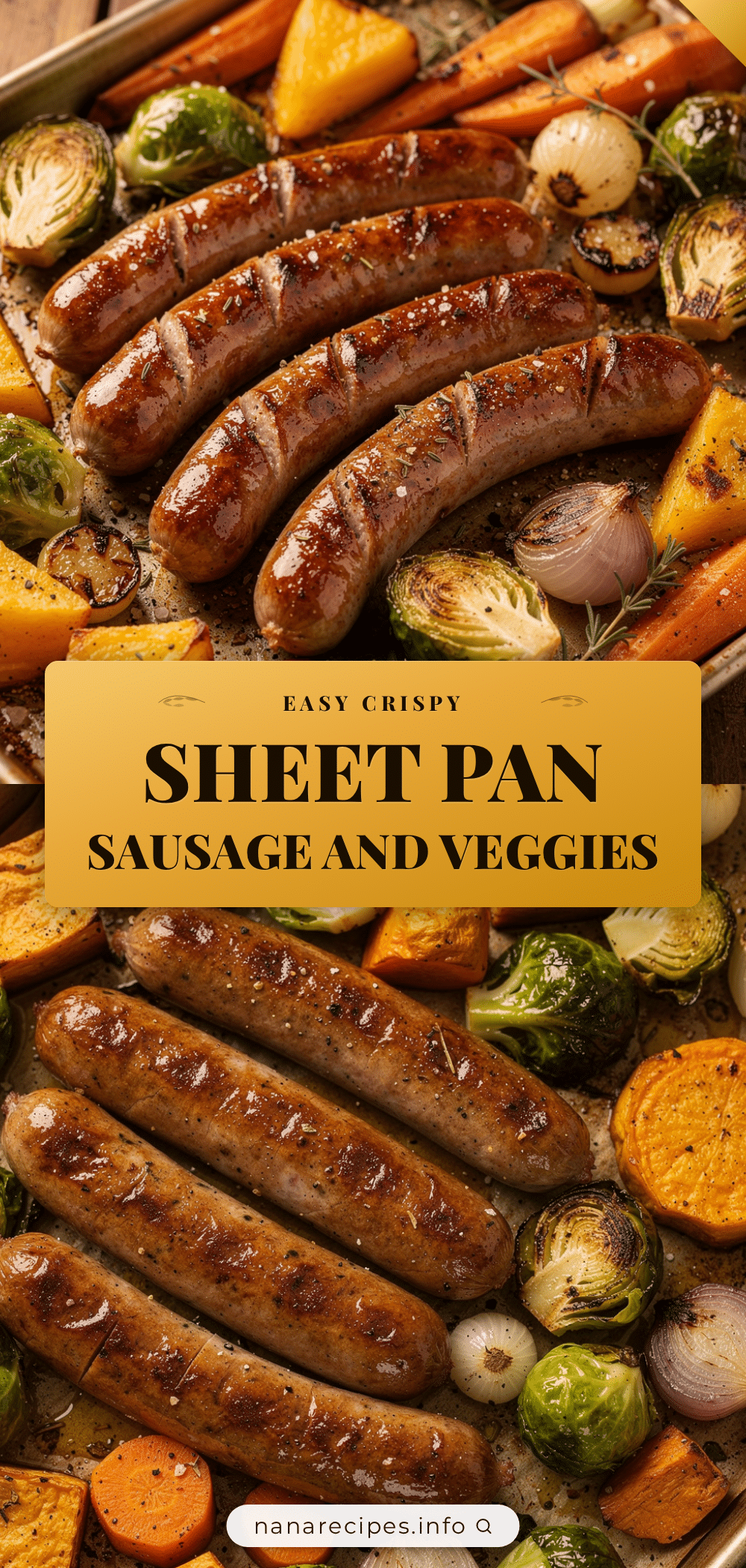 crispy sheet pan sausage and harvest vegetables recipe