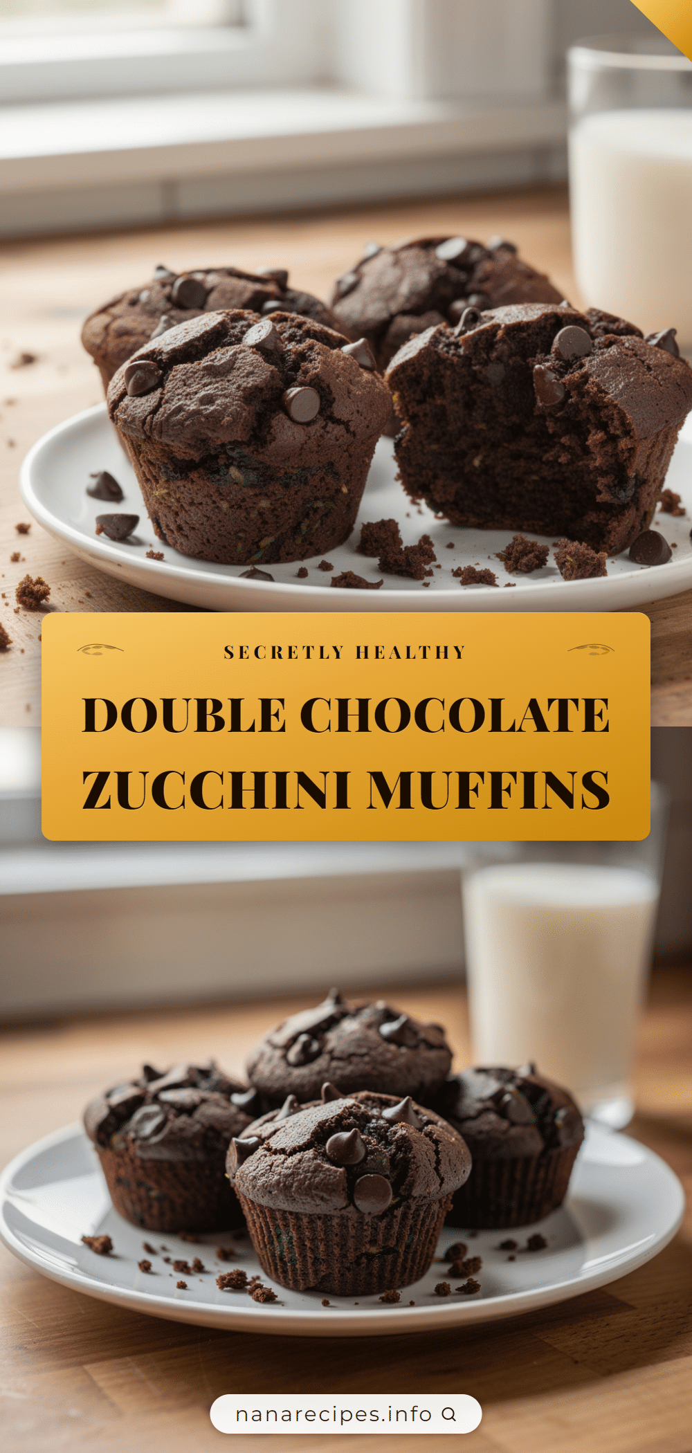 healthy double chocolate zucchini muffins recipe