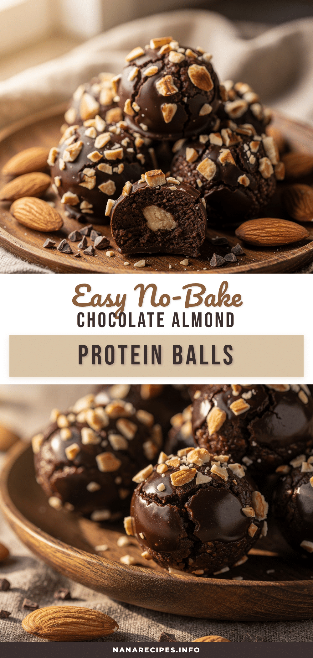 no bake chocolate almond protein balls recipe