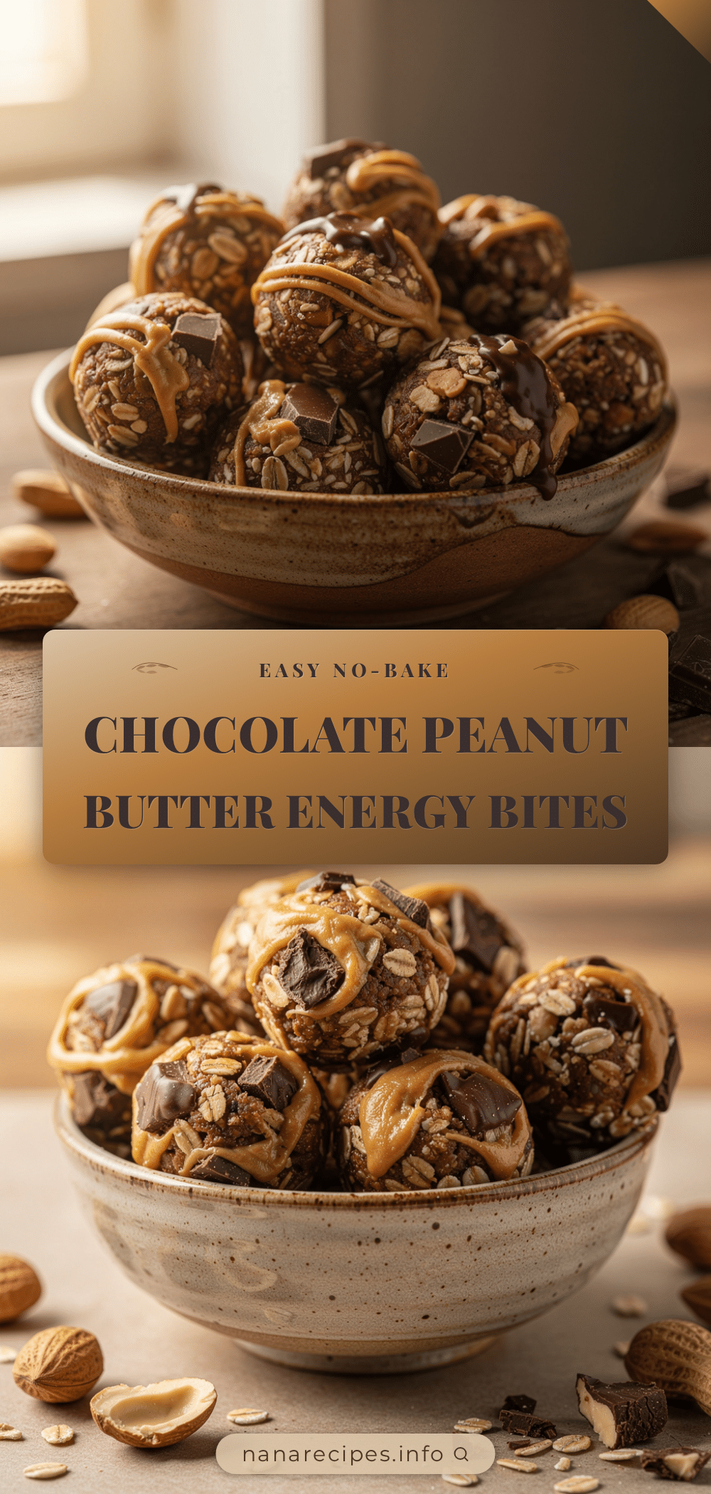 no-bake chocolate peanut butter oat energy bites recipe