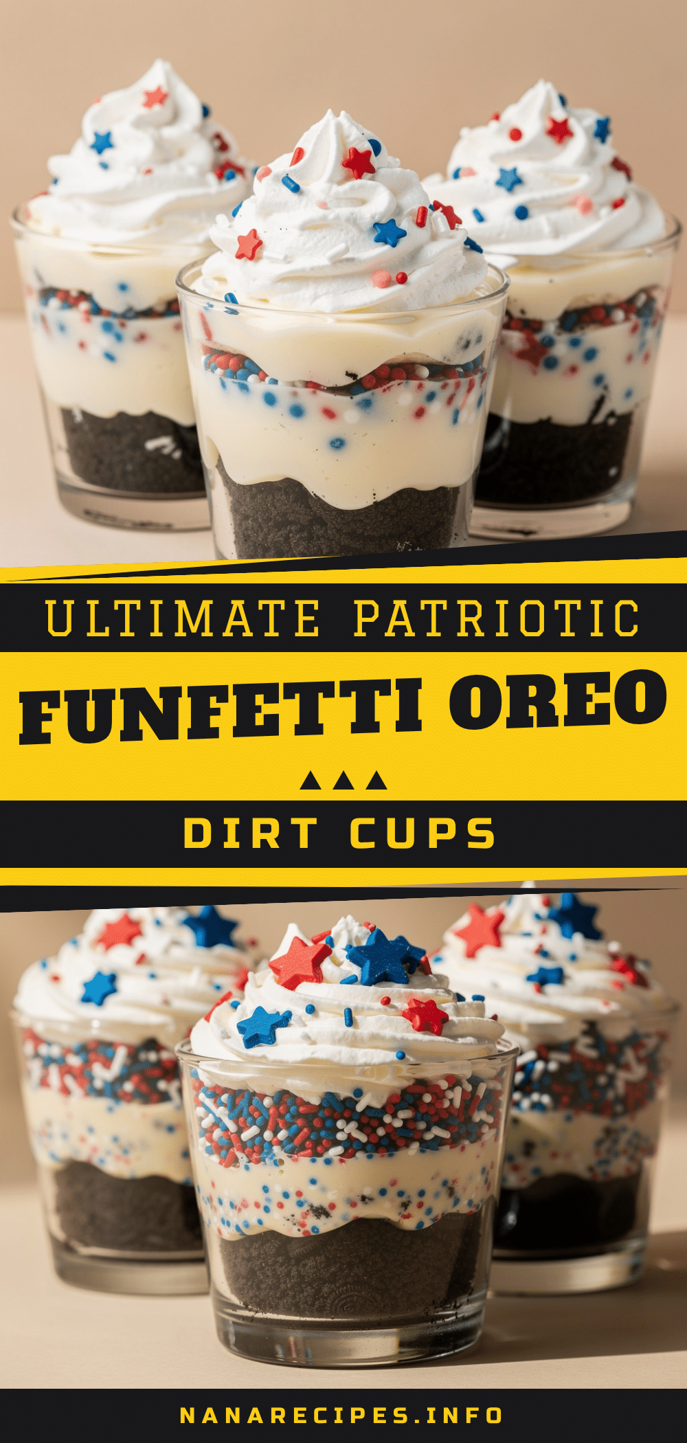 patriotic funfetti oreo dirt pudding cups recipe