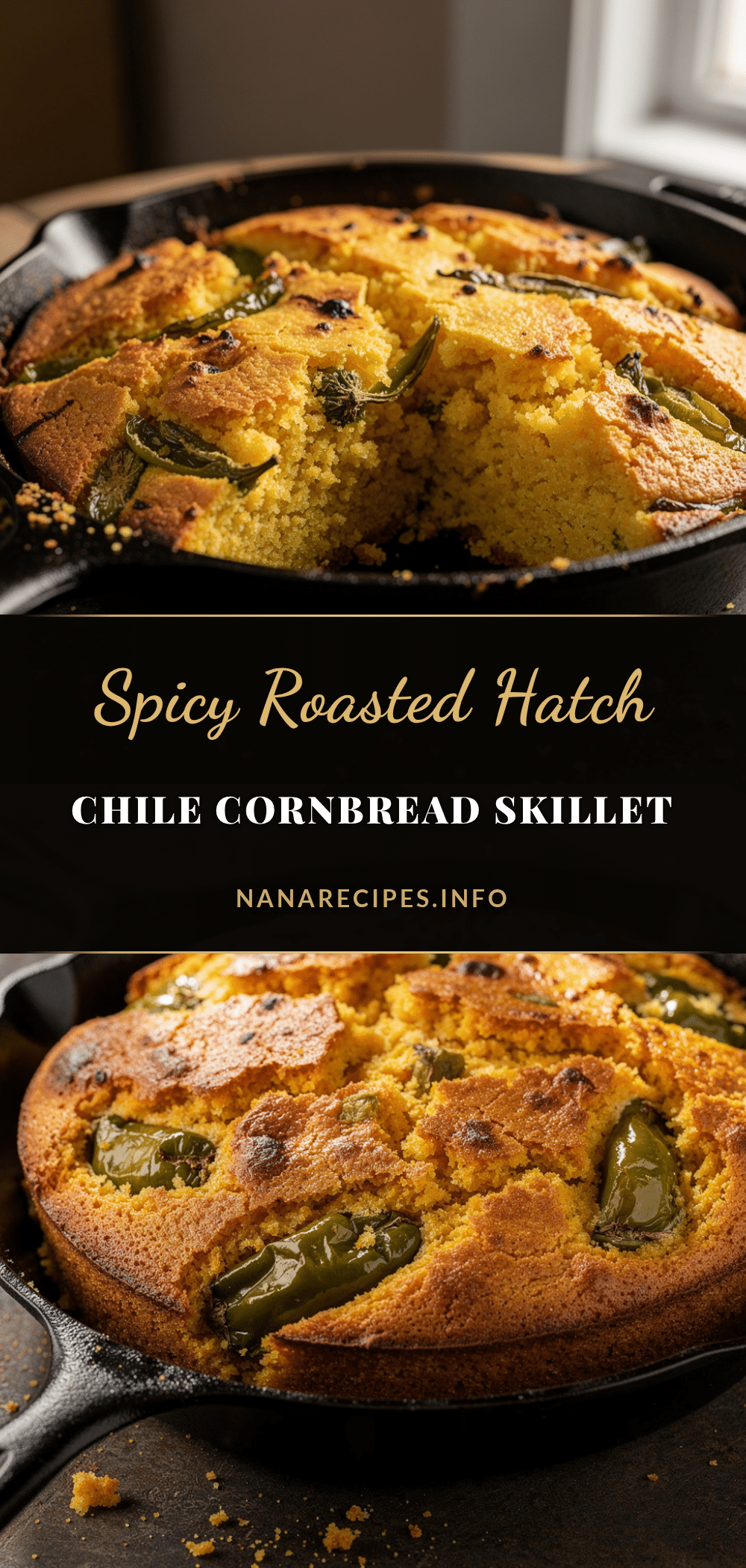 savory roasted hatch chile cornbread skillet recipe
