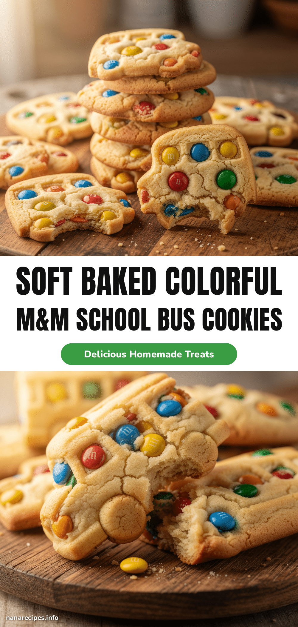 Tender Soft Baked M&M School Bus Sugar Cookies recipe